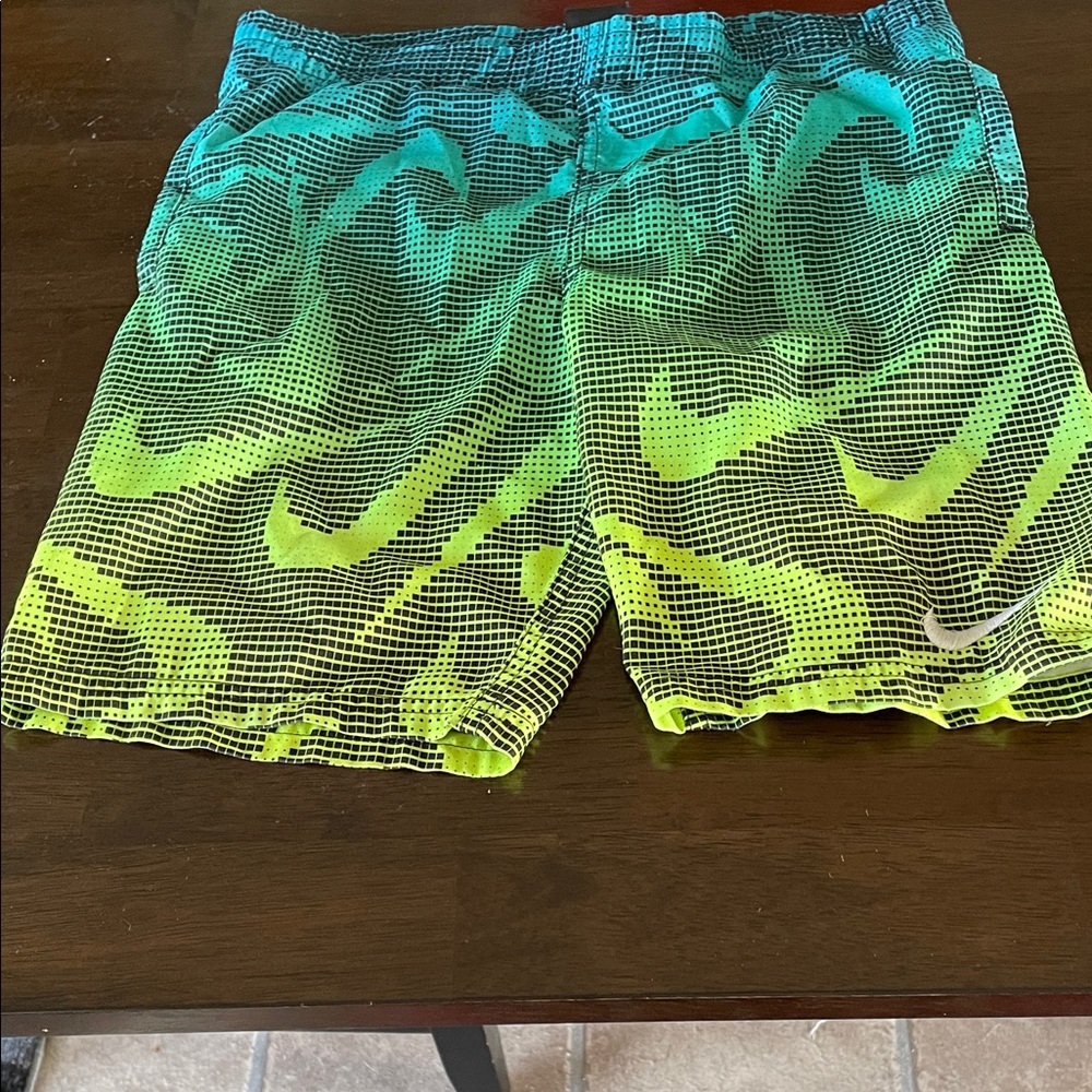 Nike Lime Green and Teal Patterned Shorts